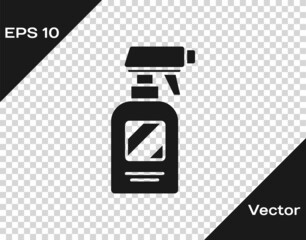 Black Hairdresser pistol spray bottle with water icon isolated on transparent background. Vector Illustration