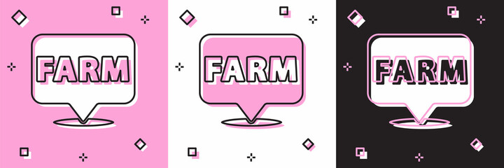 Set Location farm icon isolated on pink and white, black background. Vector