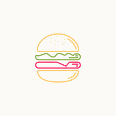 burger food logo line vector