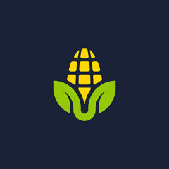 corn logo design flat vector