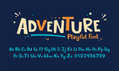 Vector Illustration Playful Handmade Typography. Font For Kids And Games
