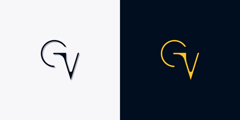 Minimalist abstract initial letters GV log