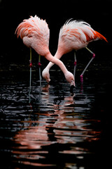 pink flamingo on a black background