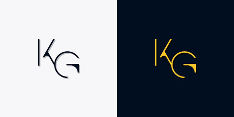 Minimalist abstract initial letters KG logo