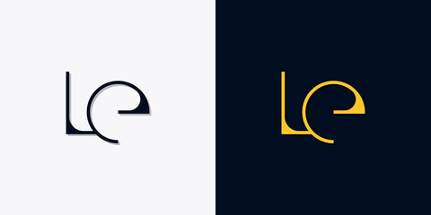 Minimalist abstract initial letters LE logo
