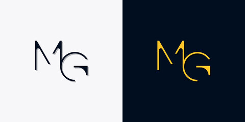 Minimalist abstract initial letters MG logo - obrazy, fototapety, plakaty