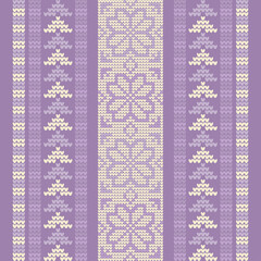 Knitted elements for Christmas, New Year or winter design. Seamless pattern. Norwegian sweater. Vector illustration for web design or print. - 470083274
