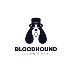 Bloodhound dog logo wearing cowboy hat vector illustration - obrazy, fototapety, plakaty
