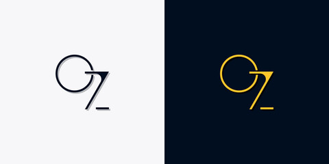 Minimalist abstract initial letters OZ logo
