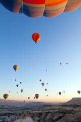 Balloons flight in Goreme, Cappadocia, Turkey at sunrise