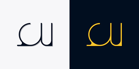 Minimalist abstract initial letters QU logo