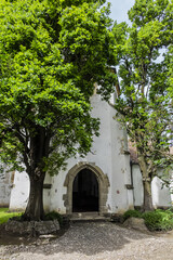 Obraz premium Medieval fortified church of Prejmer. Largest fortified church in southeastern Europe - Prejmer (Tartlau in German) built by Teutonic knights in 1212 - 1213. Brasov, Transylvania, Romania.