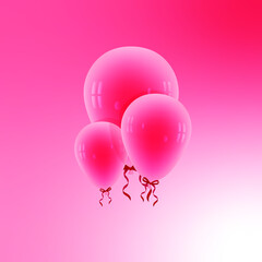 pink balloons isolated on white background