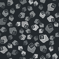 Grey Processor icon isolated seamless pattern on black background. CPU, central processing unit, microchip, microcircuit, computer processor, chip. Vector