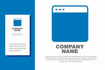 Blue Browser window icon isolated on white background. Logo design template element. Vector