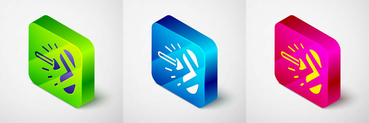 Obraz premium Isometric Magic arrow icon isolated on grey background. Square button. Vector