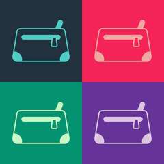 Pop art Cosmetic bag icon isolated on color background. Vector