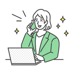 笑顔で仕事をする女性