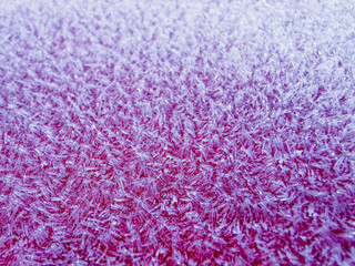 Fototapeta premium Detail of frost on red steel board