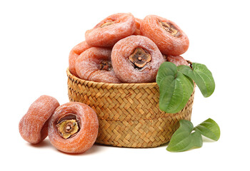 dried persimmon on white background 