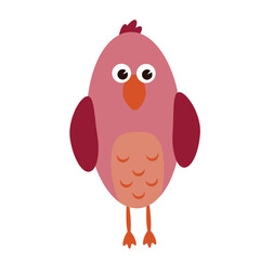 cartoon bird hand-drawn illustration. flying wild animals for children's illustrations. ornithological character in flat style