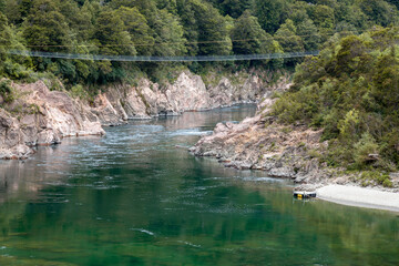  NZ longest swingbridge over the Buller Gorge in New Zealand