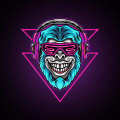 Cyberpunk Monkey With Headphone
