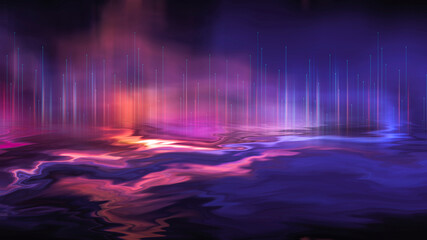 Futuristic empty neon background. High tech lines, studio product, future cyberspace concept. 3D illustration.