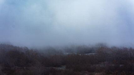 fog over the mountain river