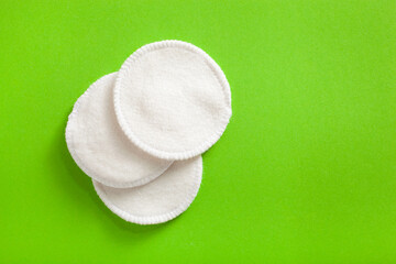 zero waste eco friendly hygiene bathroom concept. reusable washable cotton pads