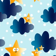 Seamless pattern with clouds for kids and fabrics and textiles and packaging and gifts and cards 
