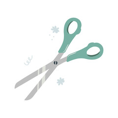 Hand drawn scissors isolated on a white background. Doodle, illustration in a simple flat style. It can be used for decoration of textile, paper and other surfaces.