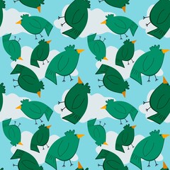 Cartoon birds seamless pattern for fabrics and textiles and packaging and gifts 