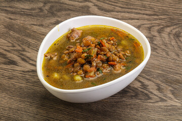 Lentil soup with chicken and vegetables