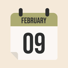 February calendar icon with date and time digital planning, day and month illustration	