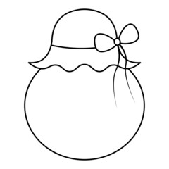 A jar of Christmas jam. Sketch. Delicious berry jam in a glass container. The lid is tied with a bow. Vector illustration. Coloring book for children. Sweet dessert for tea drinking. 