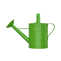 Metal watering can side view green on white background, 3d render