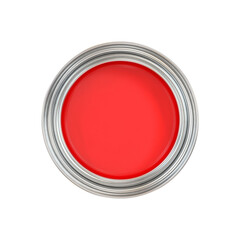 Open can of red paint top view, 3d render