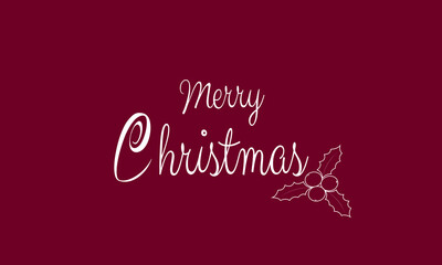 Merry Christmas vector text. Calligraphy lettering template for design. Red christmas background