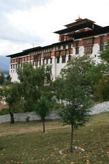 buddhist fortress (dzong) in paro (bhutan) 