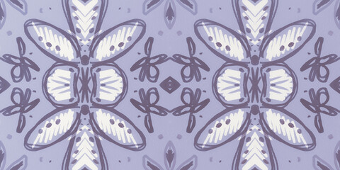 Hand drawn floral ethnic pattern. Seamless abstract batik print.