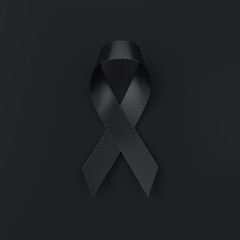 Black awareness tape on a black background, 3d render