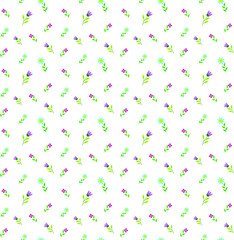 Small flowers on a white background, seamless pattern, texture for wallpaper and fabric, vector illustration