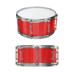 The drum on both sides is red on a white background, 3d render