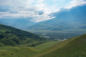 Naklejka premium landscape with mountains and sky