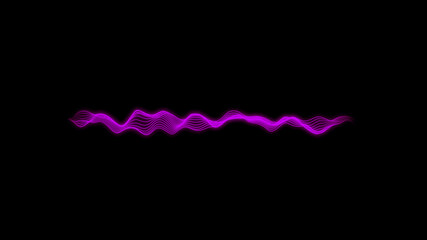 black minimalistic background with pink wave in the center. pink wave from small particles on a black background. 3d rendering