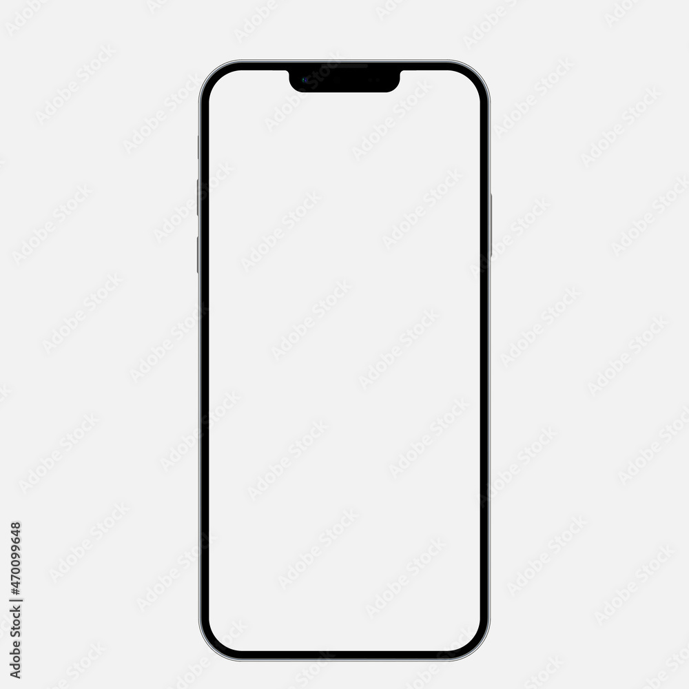 Poster iphone 13 pro max Silver color. Realistic smartphone mockup. Device UI UX mockup for presentation template