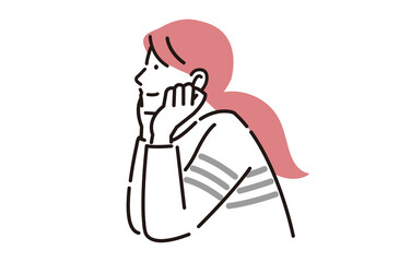 頬杖をする女性の横顔