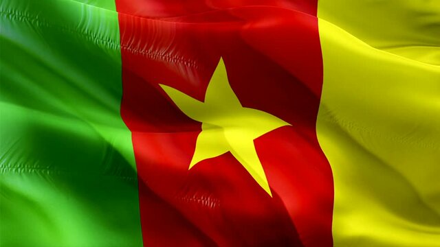 Cameroun flag. 3d Cameroon flag waving video. Sign of Cameroon seamless loop animation. Cameroun flag HD resolution Background. Cameroon flag Closeup 1080p HD video for Independence Day,Victory day
