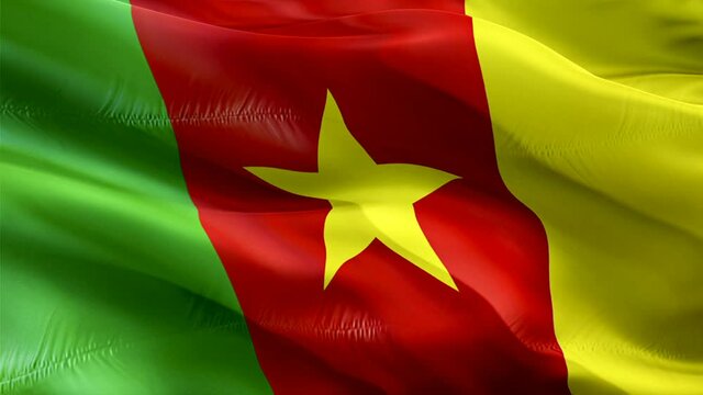 Cameroon flag. National 3d Cameroon flag waving. Sign of Cameroun seamless loop animation. Cameroon flag HD Background. Cameroun flag Closeup 1080p Full HD video for presentation. Cameroun flags for V